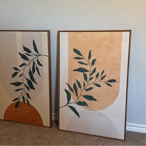 Abstract Botanical Wall Art Set in Green and Orange